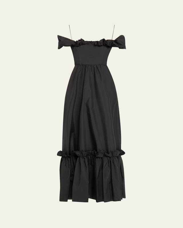 Ferra Off-Shoulder Taffeta Maxi Dress